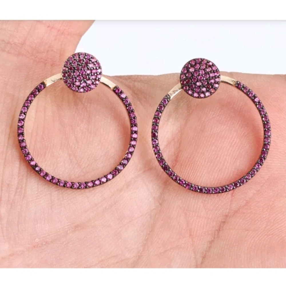 Stunning rose gold & ruby hoop earrings